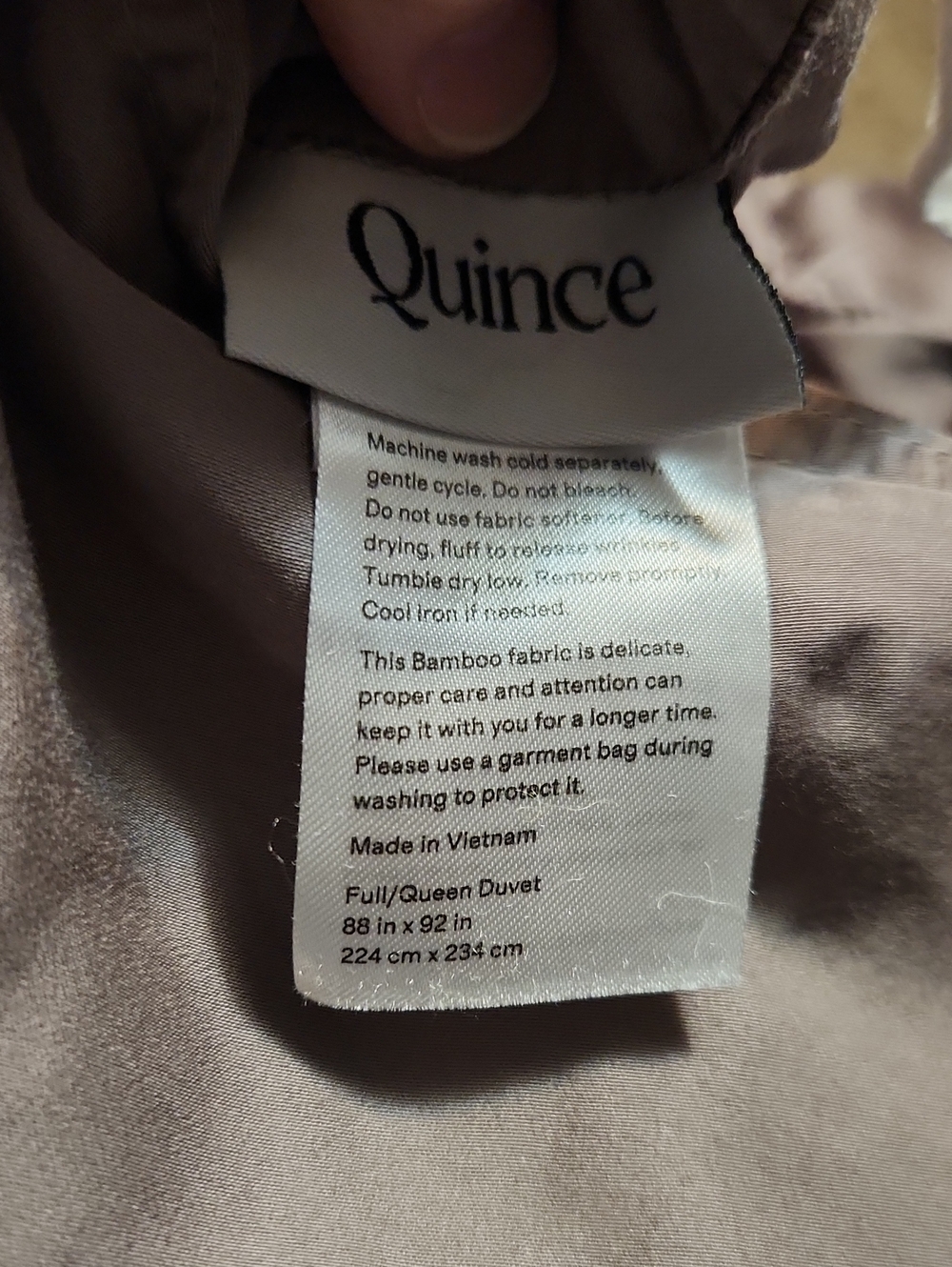 Quince Bamboo Queen Duvet Cover Set With Shams, Like New, Stone